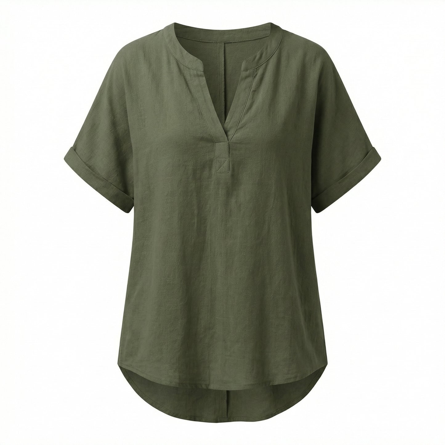 Camisa de manga  Corta holgado de color liso a la Moda