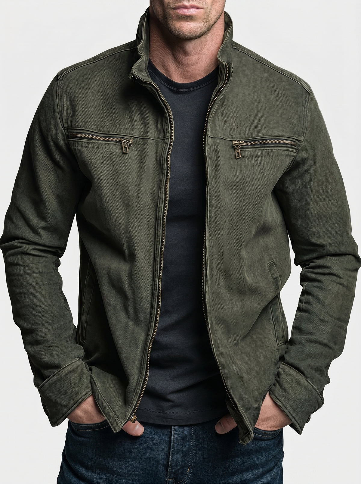 Dario | Chaqueta vintage de algodón con cremallera