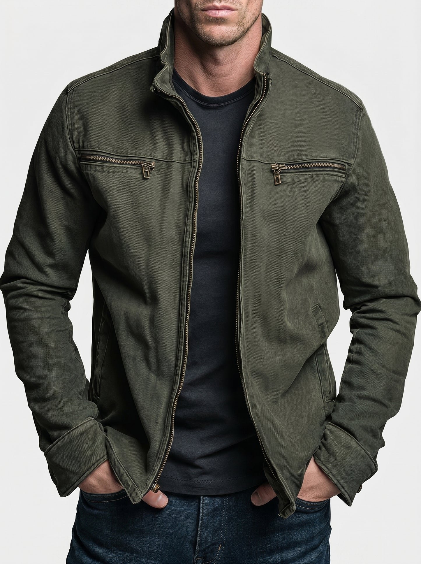 Dario | Chaqueta vintage de algodón con cremallera