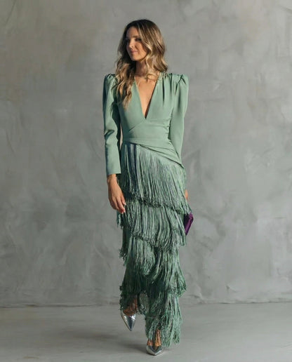 Elena | Elegante Vestido con Flecos