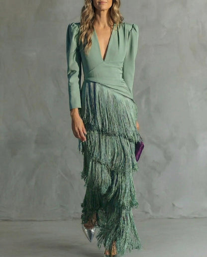 Elena | Elegante Vestido con Flecos