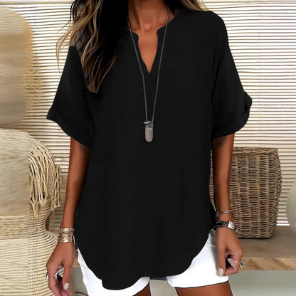 Camisa de manga  Corta holgado de color liso a la Moda