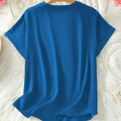 Camisa de manga  Corta holgado de color liso a la Moda