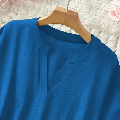 Camisa de manga  Corta holgado de color liso a la Moda